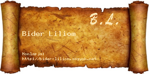 Bider Liliom névjegykártya